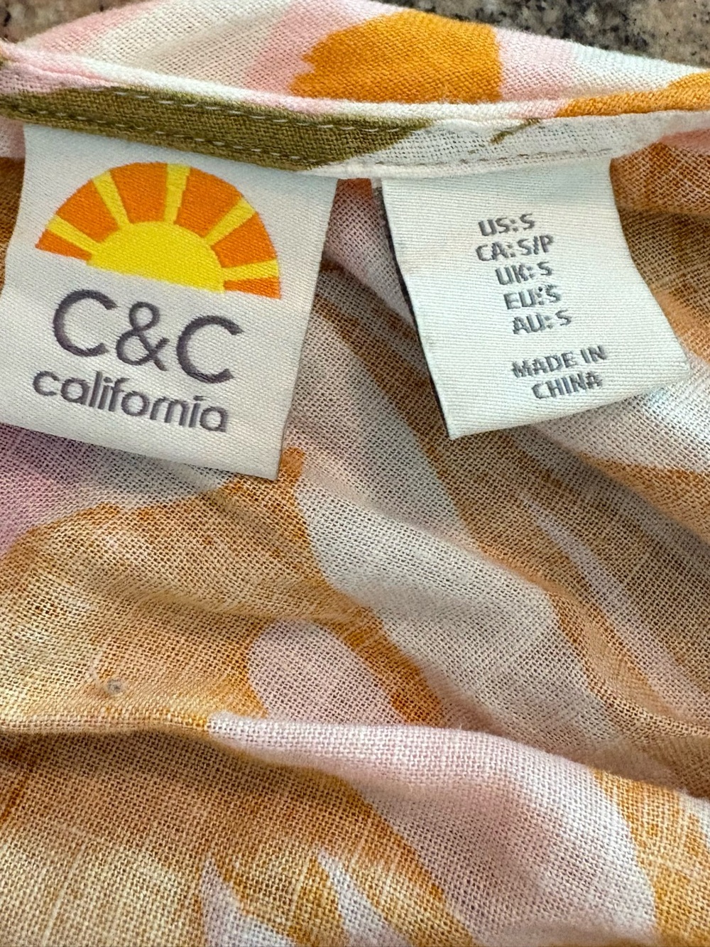 C&C California SleevelessBraided StrapLinen Blend Midi DressTropical FloralPrint - Picture 5 of 6